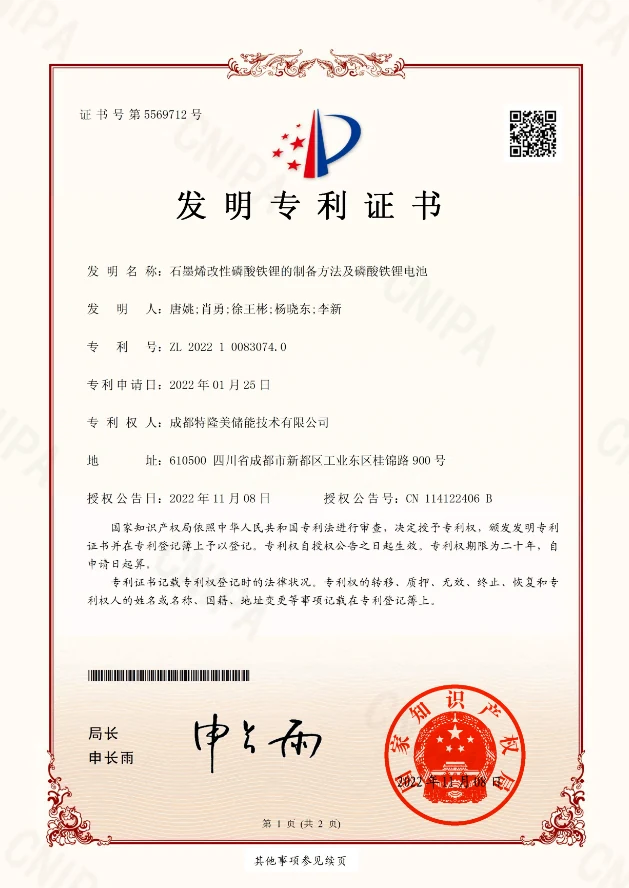 CVC Energy strategic partner energy storage patent certificate 2