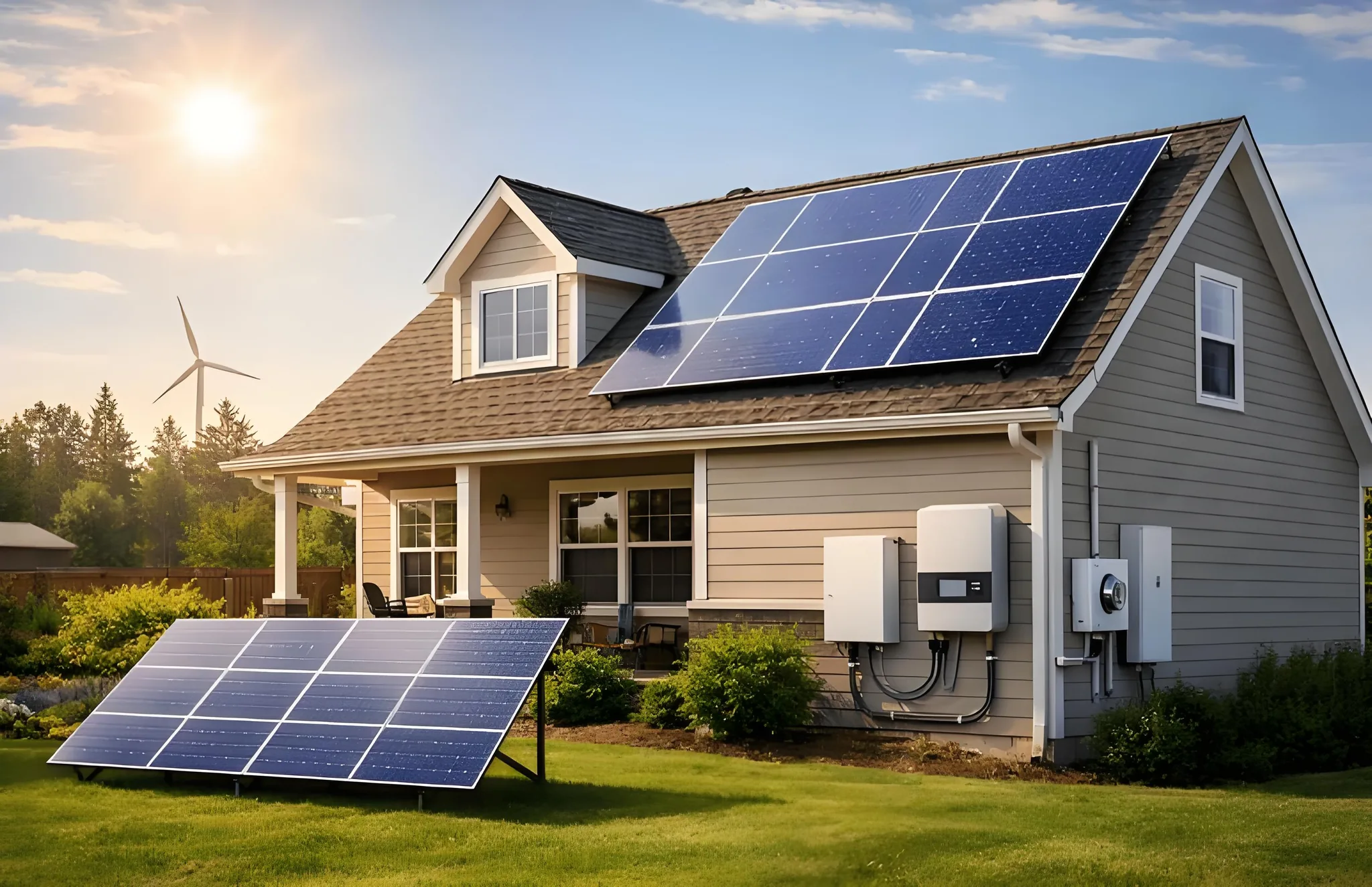 CVC home energy storage system with rooftop solar panels
