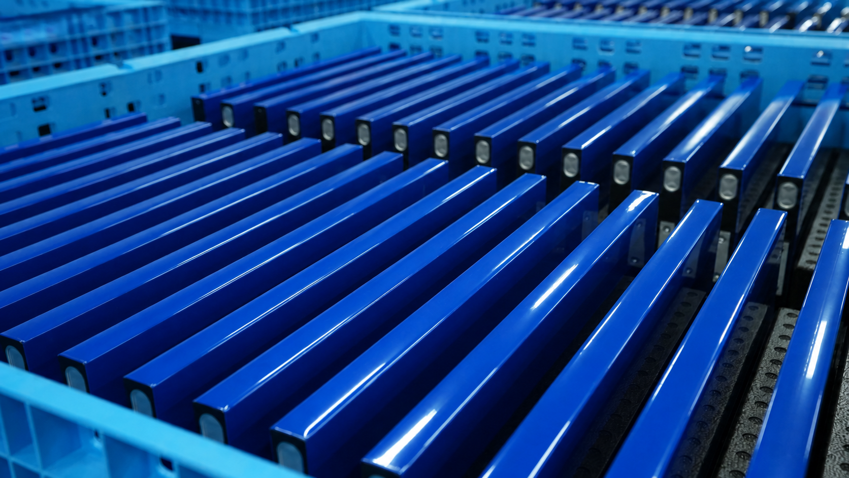 Blue LFP battery cells used in energy storage product evaluation