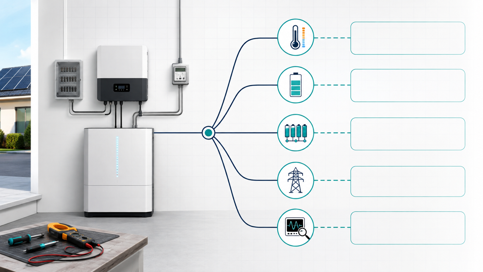 Home battery charging-power diagnostic flow for temperature SOC and grid limits