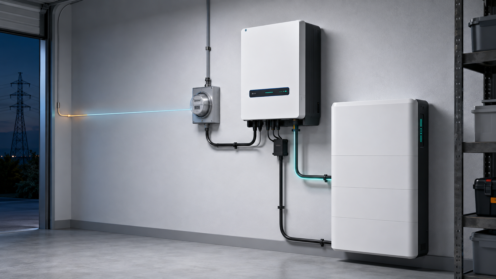 Home battery charging through a hybrid inverter from the utility grid